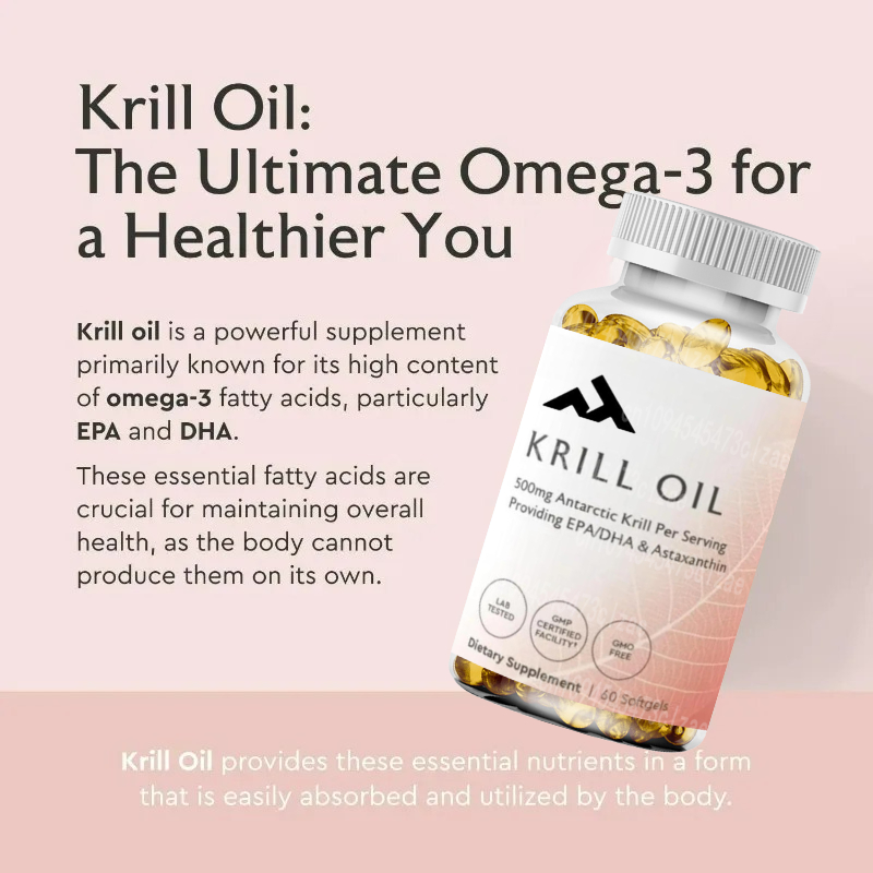 Krill Oil Supplement - Aceite de Krill Antártico 500mg Suplemento
