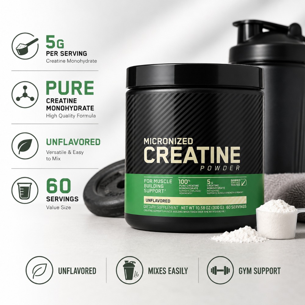 Nutrition Sports Fitness - Creatina Monohidrato en Polvo 300g, Apoyo